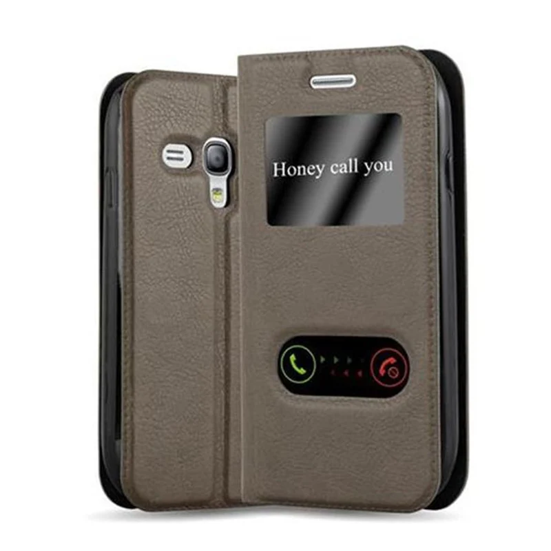 Cadorabo Hülle kompatibel mit Samsung Galaxy S3 MINI Schutzhülle mit Magnetverschluss, Standfunktion und 2 Sichtfenstern