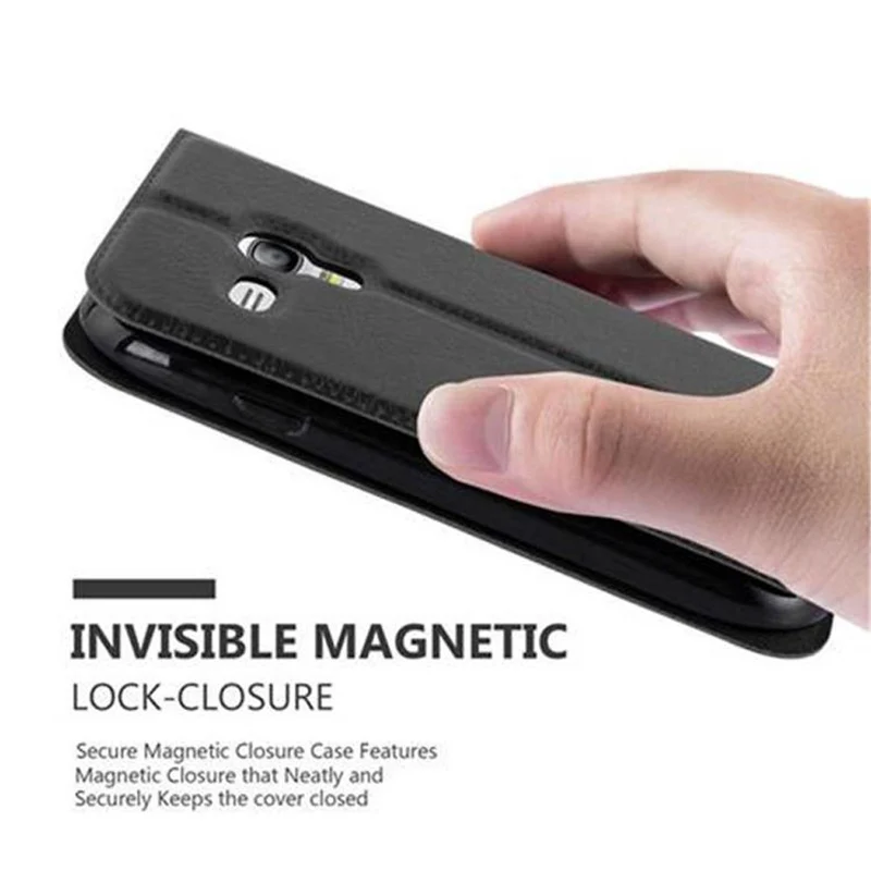 Cadorabo Hülle kompatibel mit Samsung Galaxy S3 MINI Schutzhülle mit Magnetverschluss, Standfunktion und 2 Sichtfenstern