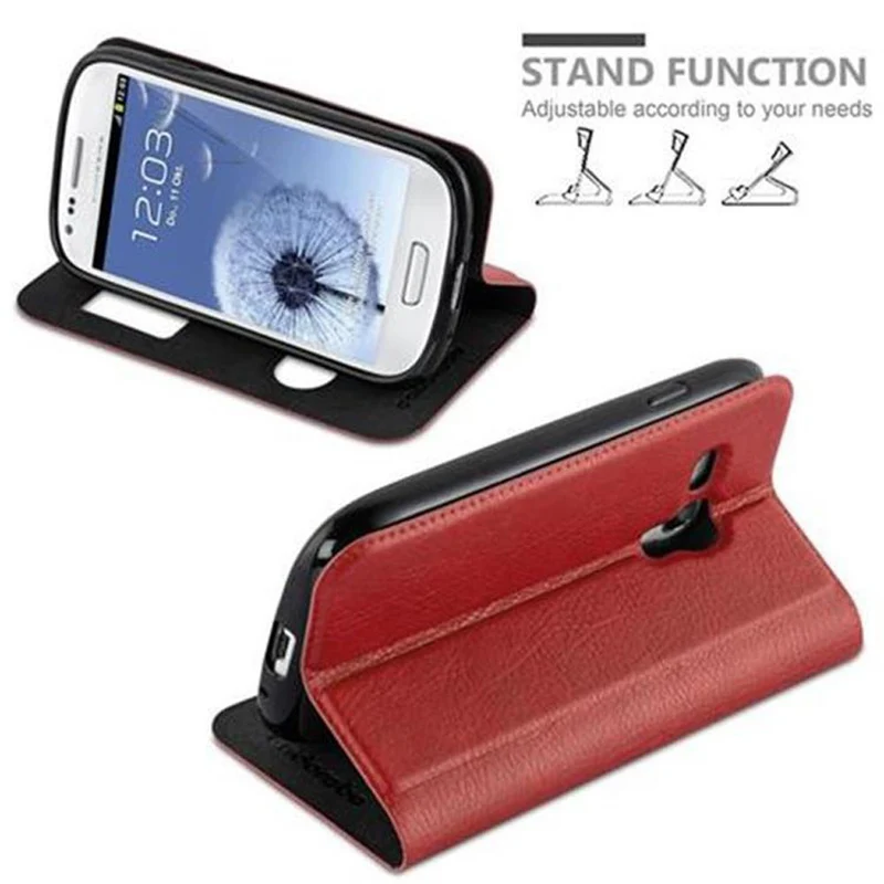 Cadorabo Hülle kompatibel mit Samsung Galaxy S3 MINI Schutzhülle mit Magnetverschluss, Standfunktion und 2 Sichtfenstern