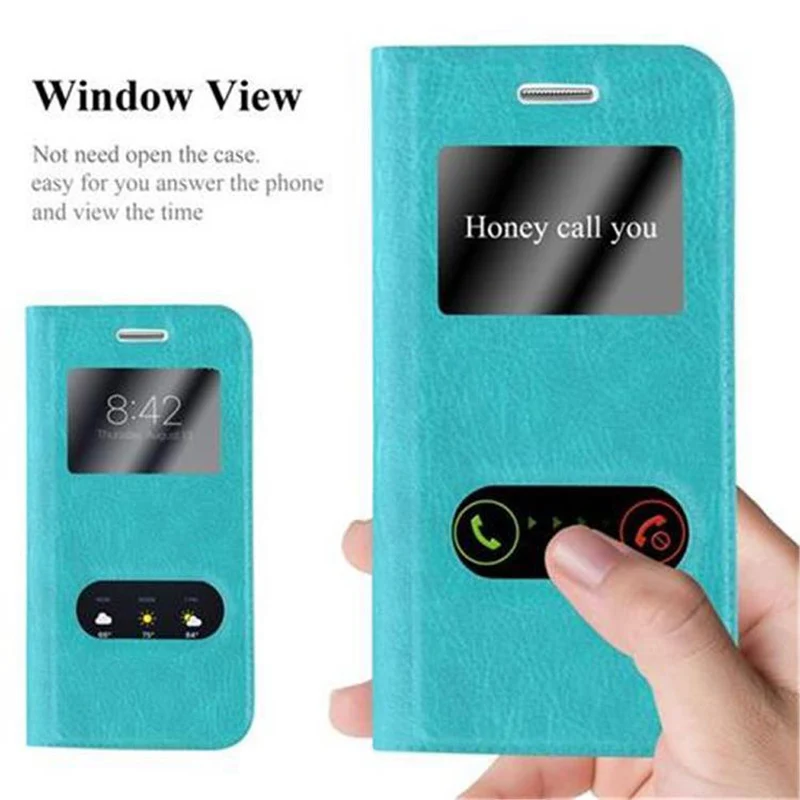 Cadorabo Hülle kompatibel mit Samsung Galaxy S3 MINI Schutzhülle mit Magnetverschluss, Standfunktion und 2 Sichtfenstern