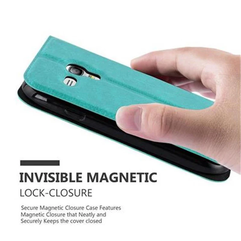 Cadorabo Hülle kompatibel mit Samsung Galaxy S3 MINI Schutzhülle mit Magnetverschluss, Standfunktion und 2 Sichtfenstern