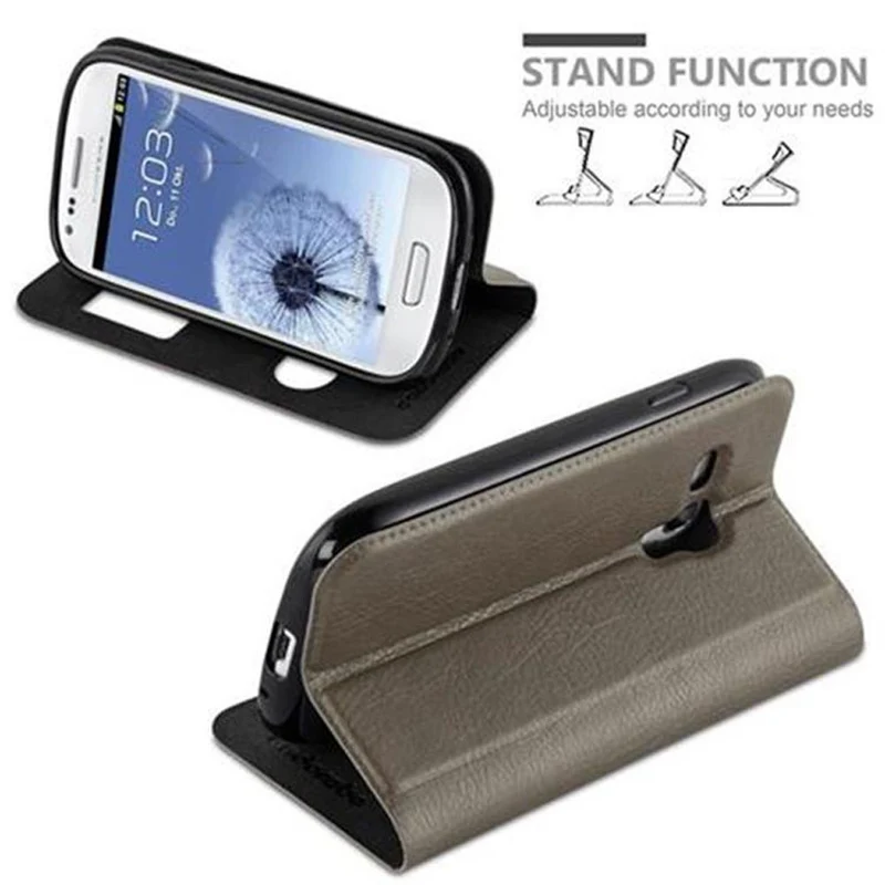 Cadorabo Hülle kompatibel mit Samsung Galaxy S3 MINI Schutzhülle mit Magnetverschluss, Standfunktion und 2 Sichtfenstern