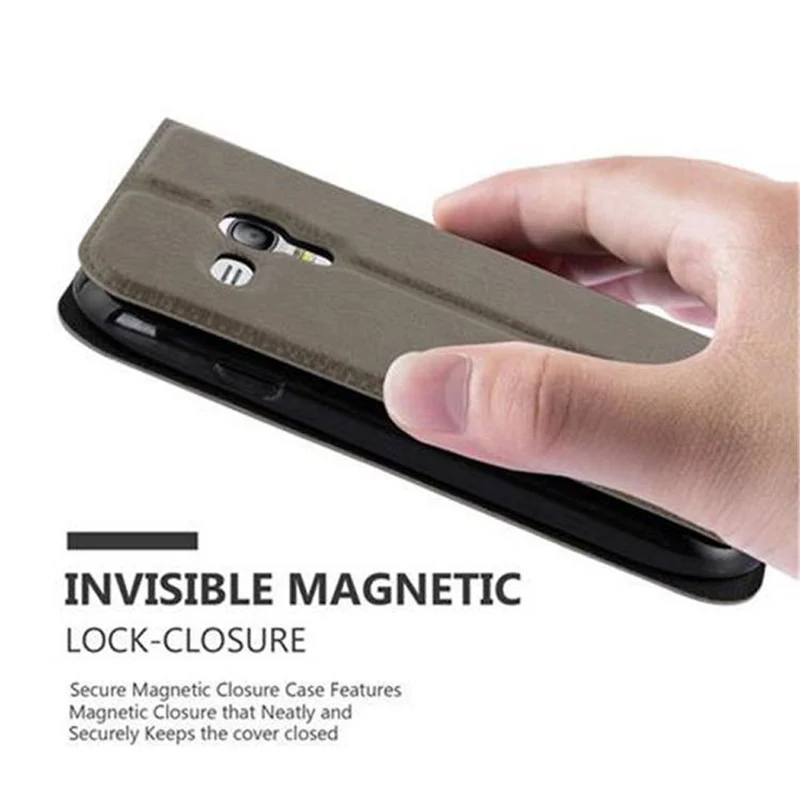Cadorabo Hülle kompatibel mit Samsung Galaxy S3 MINI Schutzhülle mit Magnetverschluss, Standfunktion und 2 Sichtfenstern