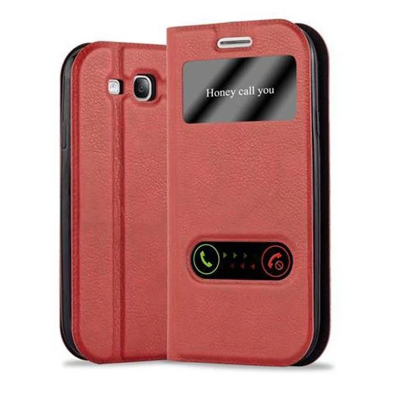 Cadorabo Hülle kompatibel mit Samsung Galaxy S3 / S3 NEO Schutzhülle mit Magnetverschluss, Standfunktion und 2 Sichtfenstern