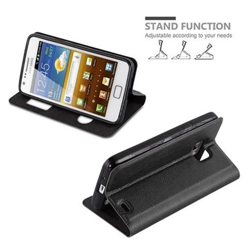 Cadorabo Hülle kompatibel mit Samsung Galaxy S2 / S2 PLUS Schutzhülle mit Magnetverschluss, Standfunktion und 2 Sichtfenstern