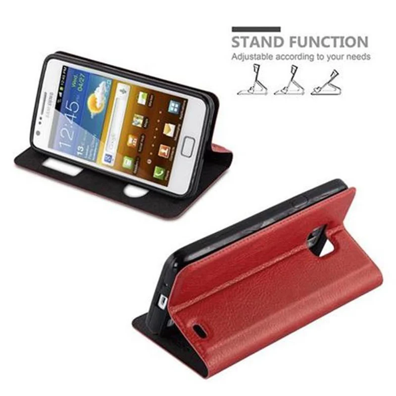 Cadorabo Hülle kompatibel mit Samsung Galaxy S2 / S2 PLUS Schutzhülle mit Magnetverschluss, Standfunktion und 2 Sichtfenstern