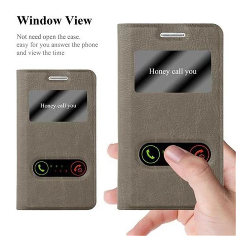 Cadorabo Hülle kompatibel mit Samsung Galaxy S2 / S2 PLUS Schutzhülle mit Magnetverschluss, Standfunktion und 2 Sichtfenstern