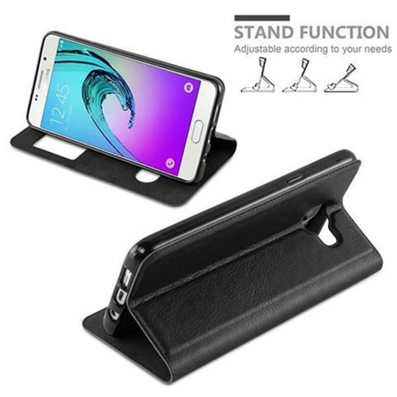 Cadorabo Hülle kompatibel mit Samsung Galaxy A5 2016 Schutzhülle mit Magnetverschluss, Standfunktion und 2 Sichtfenstern