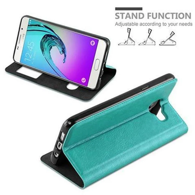 Cadorabo Hülle kompatibel mit Samsung Galaxy A5 2016 Schutzhülle mit Magnetverschluss, Standfunktion und 2 Sichtfenstern