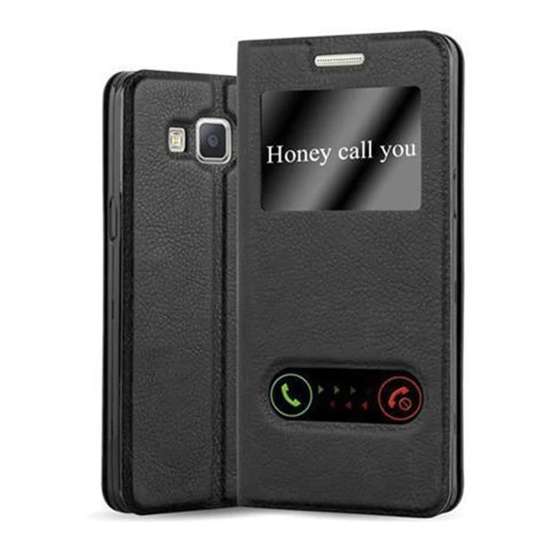 Cadorabo Hülle kompatibel mit Samsung Galaxy A5 2015 Schutzhülle mit Magnetverschluss, Standfunktion und 2 Sichtfenstern