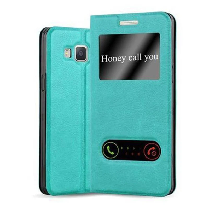 Cadorabo Hülle kompatibel mit Samsung Galaxy A5 2015 Schutzhülle mit Magnetverschluss, Standfunktion und 2 Sichtfenstern