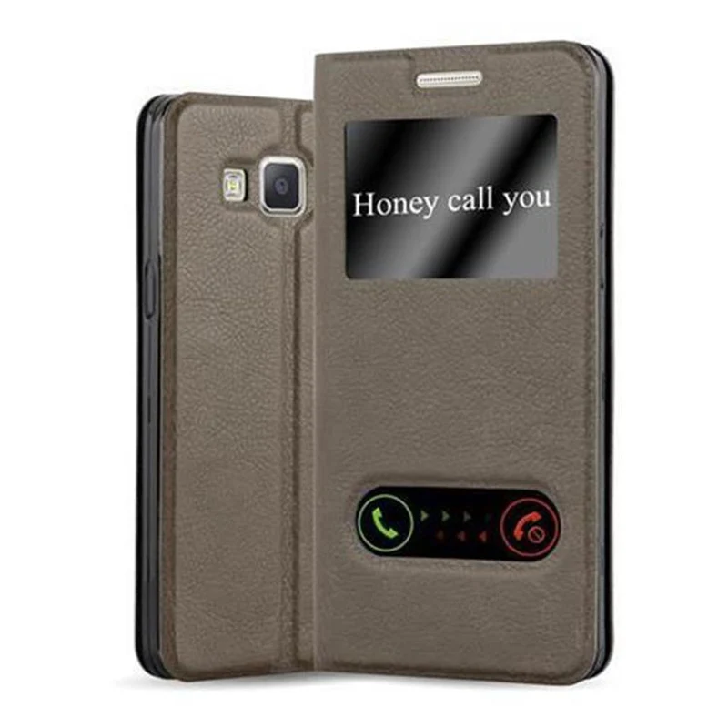 Cadorabo Hülle kompatibel mit Samsung Galaxy A5 2015 Schutzhülle mit Magnetverschluss, Standfunktion und 2 Sichtfenstern