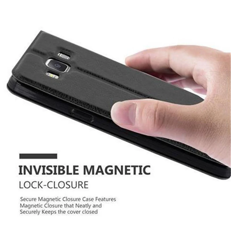 Cadorabo Hülle kompatibel mit Samsung Galaxy A5 2015 Schutzhülle mit Magnetverschluss, Standfunktion und 2 Sichtfenstern