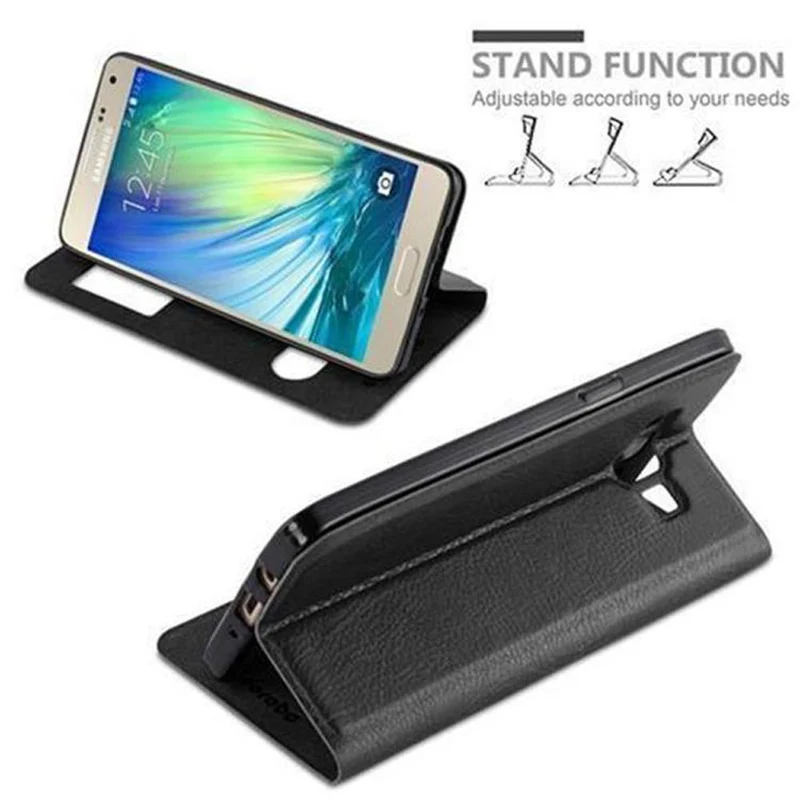 Cadorabo Hülle kompatibel mit Samsung Galaxy A5 2015 Schutzhülle mit Magnetverschluss, Standfunktion und 2 Sichtfenstern