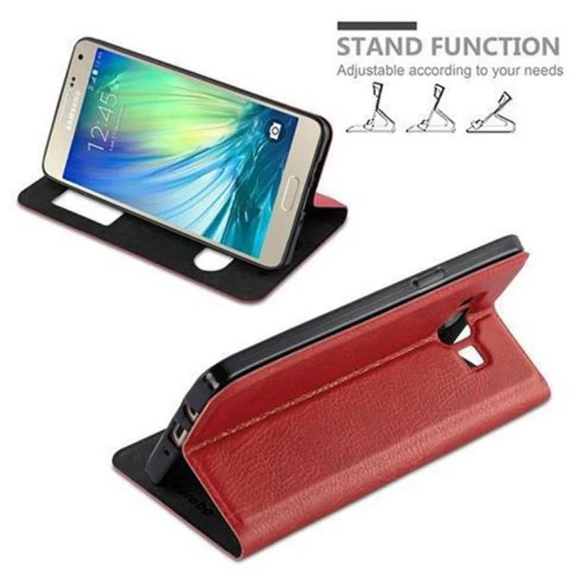 Cadorabo Hülle kompatibel mit Samsung Galaxy A5 2015 Schutzhülle mit Magnetverschluss, Standfunktion und 2 Sichtfenstern
