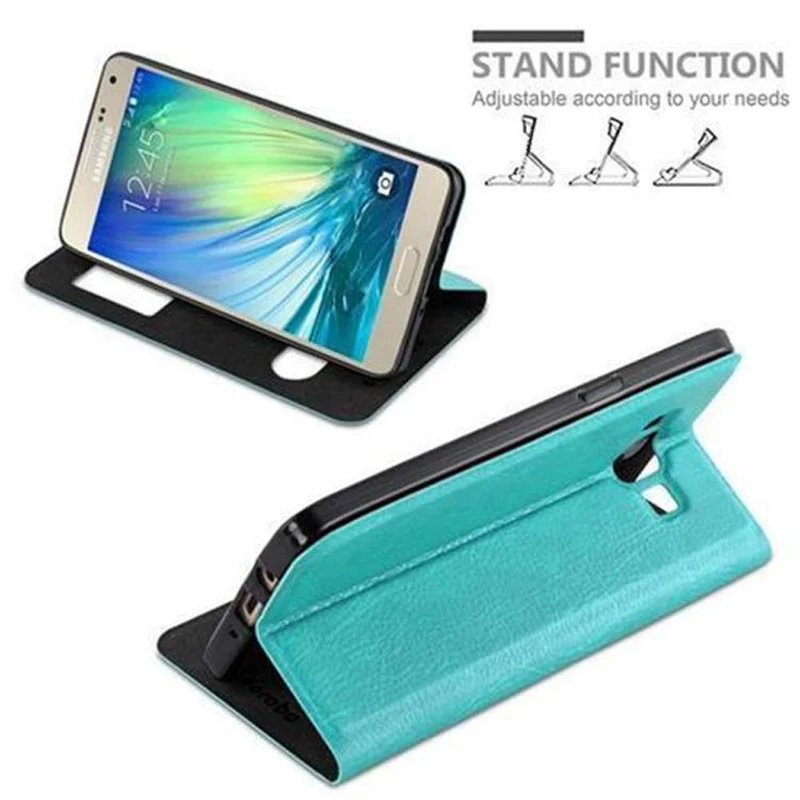 Cadorabo Hülle kompatibel mit Samsung Galaxy A5 2015 Schutzhülle mit Magnetverschluss, Standfunktion und 2 Sichtfenstern