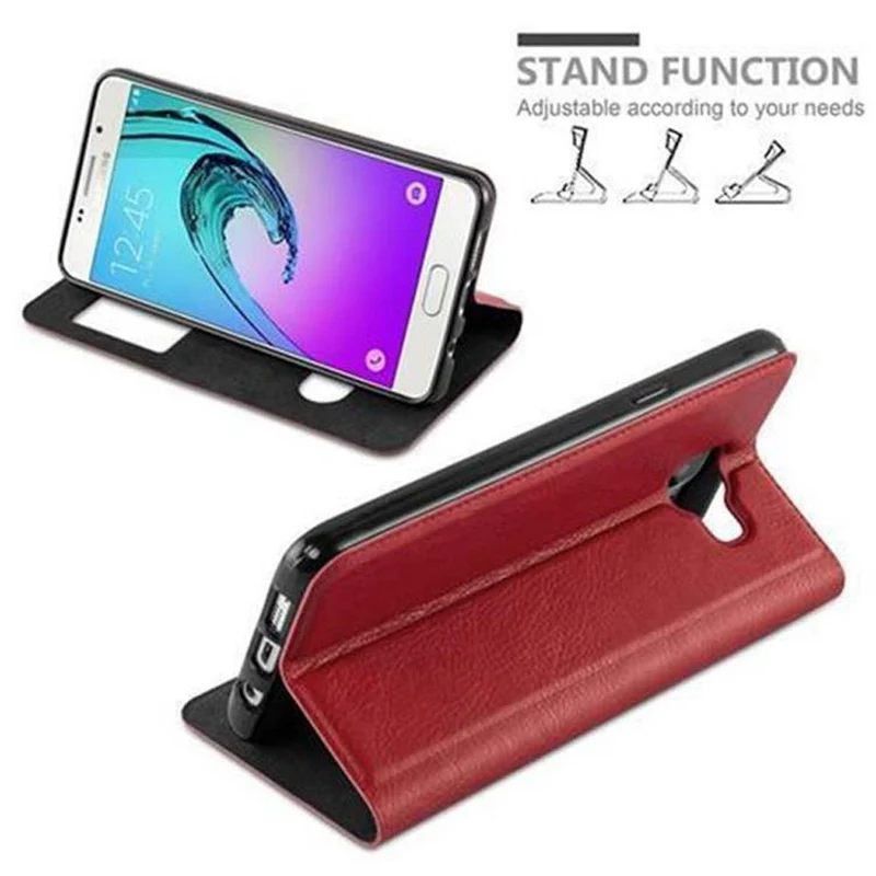 Cadorabo Hülle kompatibel mit Samsung Galaxy A3 2016 Schutzhülle mit Magnetverschluss, Standfunktion und 2 Sichtfenstern