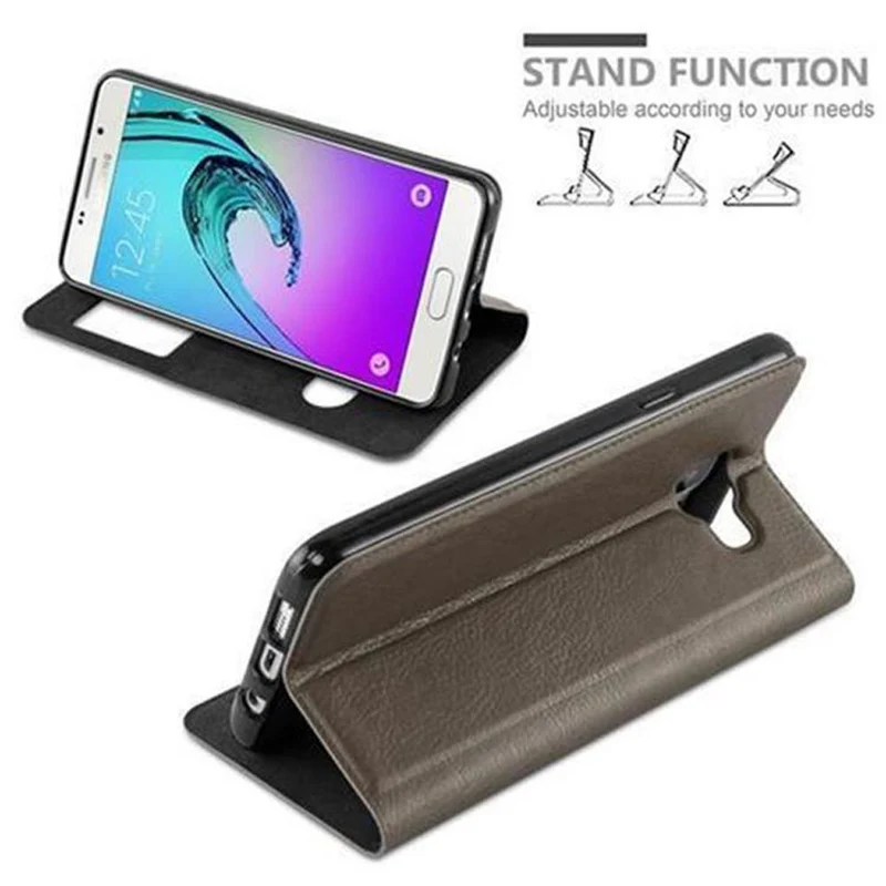 Cadorabo Hülle kompatibel mit Samsung Galaxy A3 2016 Schutzhülle mit Magnetverschluss, Standfunktion und 2 Sichtfenstern