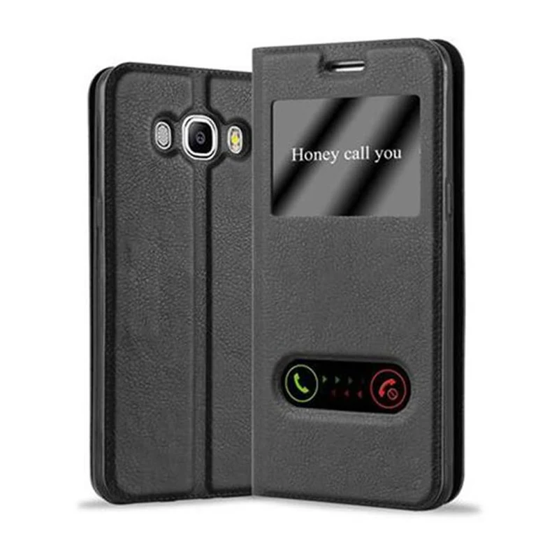 Cadorabo Hülle kompatibel mit Samsung Galaxy J5 2016 Schutzhülle mit Magnetverschluss, Standfunktion und 2 Sichtfenstern