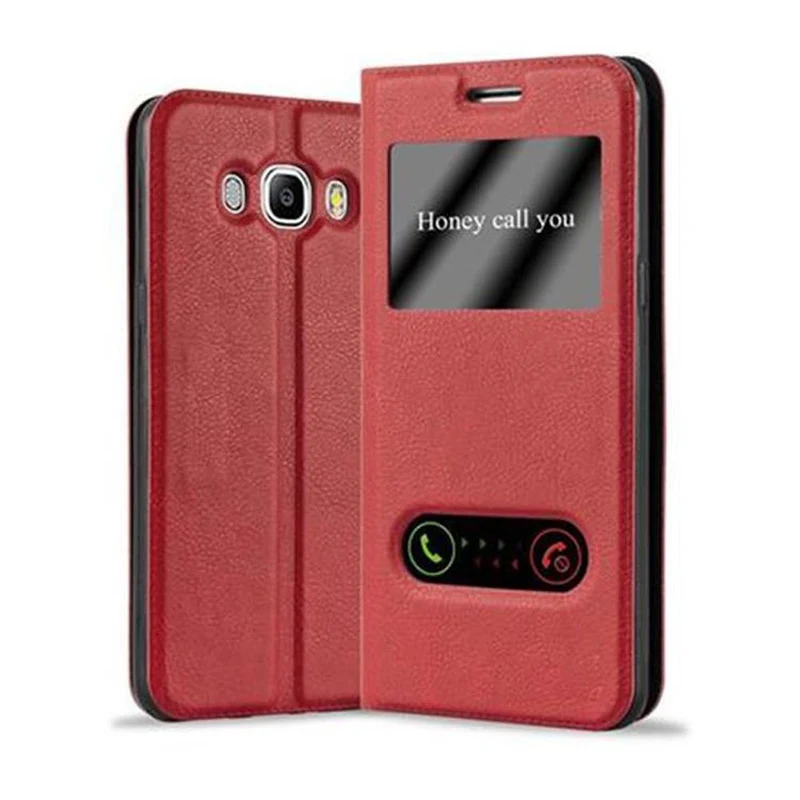 Cadorabo Hülle kompatibel mit Samsung Galaxy J5 2016 Schutzhülle mit Magnetverschluss, Standfunktion und 2 Sichtfenstern