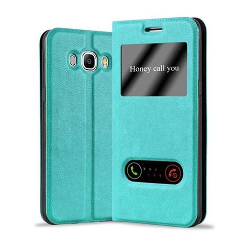 Cadorabo Hülle kompatibel mit Samsung Galaxy J5 2016 Schutzhülle mit Magnetverschluss, Standfunktion und 2 Sichtfenstern