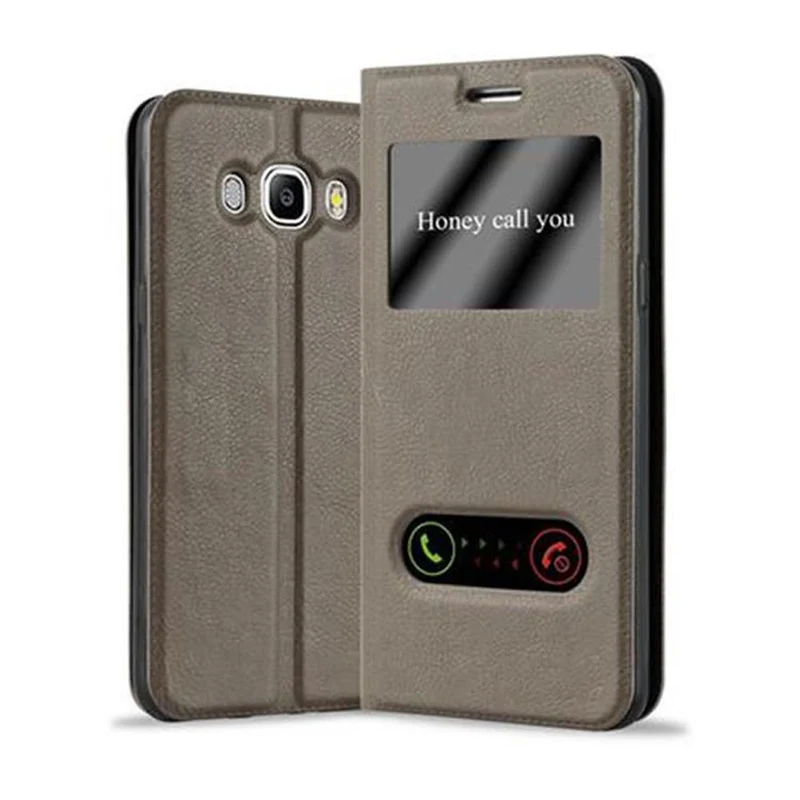 Cadorabo Hülle kompatibel mit Samsung Galaxy J5 2016 Schutzhülle mit Magnetverschluss, Standfunktion und 2 Sichtfenstern