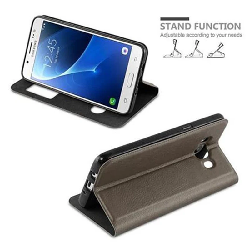 Cadorabo Hülle kompatibel mit Samsung Galaxy J5 2016 Schutzhülle mit Magnetverschluss, Standfunktion und 2 Sichtfenstern