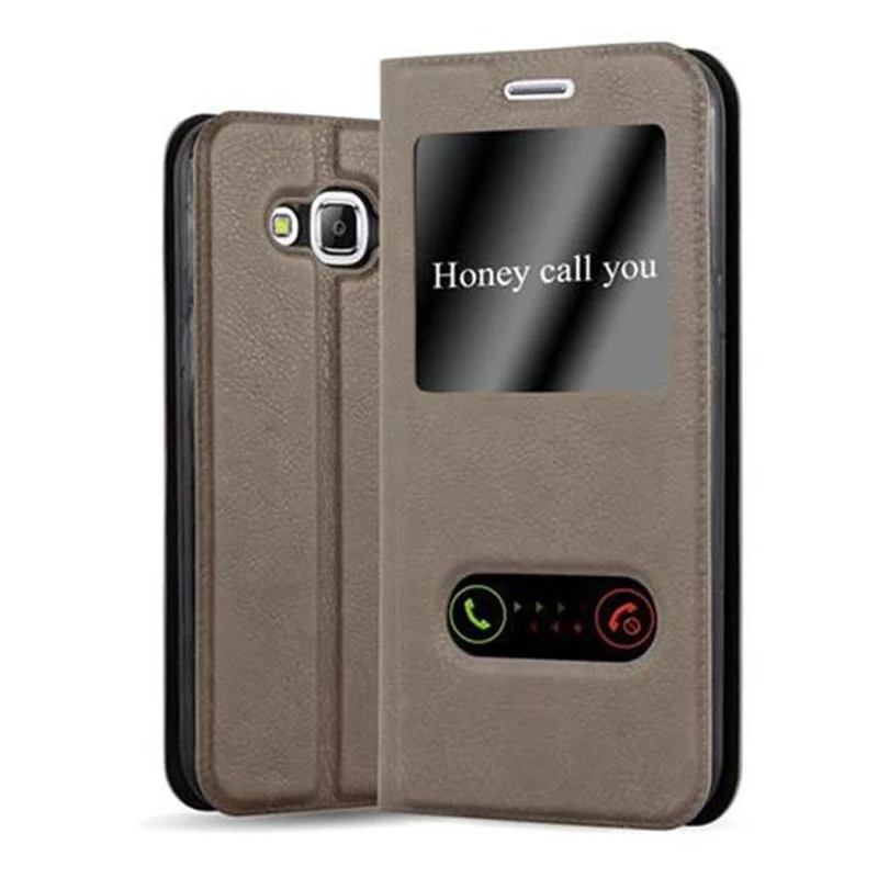 Cadorabo Hülle kompatibel mit Samsung Galaxy J5 2015 Schutzhülle mit Magnetverschluss, Standfunktion und 2 Sichtfenstern