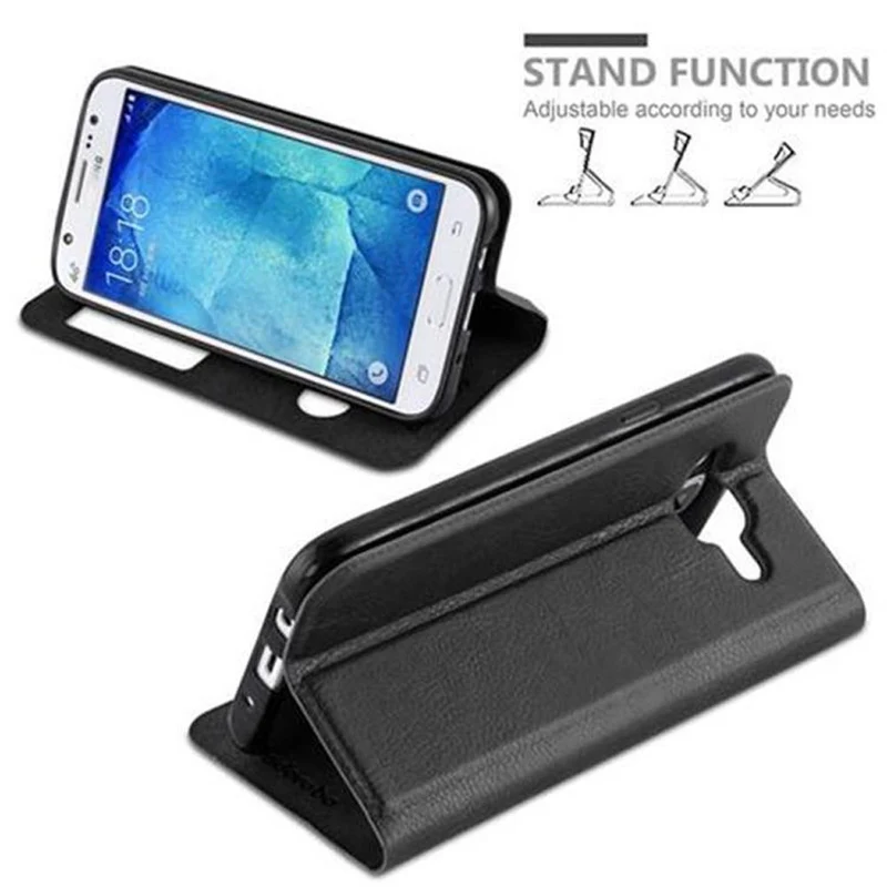 Cadorabo Hülle kompatibel mit Samsung Galaxy J5 2015 Schutzhülle mit Magnetverschluss, Standfunktion und 2 Sichtfenstern