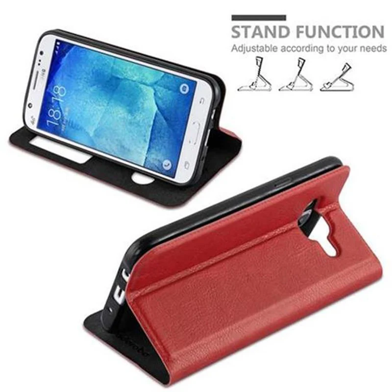 Cadorabo Hülle kompatibel mit Samsung Galaxy J5 2015 Schutzhülle mit Magnetverschluss, Standfunktion und 2 Sichtfenstern