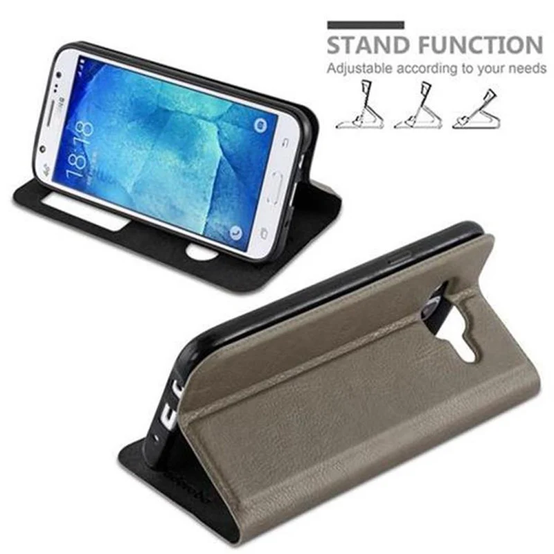 Cadorabo Hülle kompatibel mit Samsung Galaxy J5 2015 Schutzhülle mit Magnetverschluss, Standfunktion und 2 Sichtfenstern