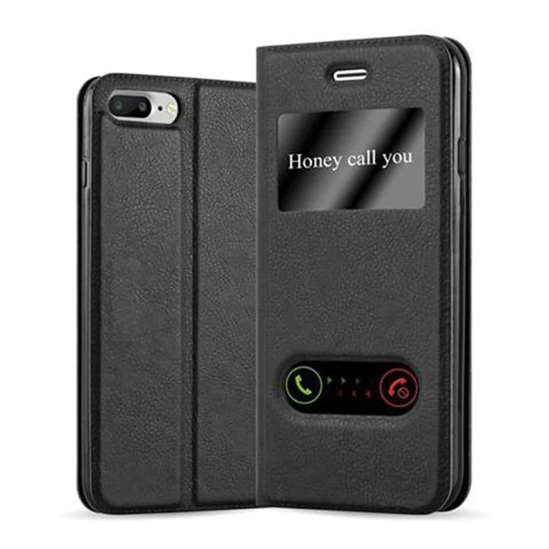 Cadorabo Hülle kompatibel mit Apple iPhone 7 PLUS / 7S PLUS / 8 PLUS Schutzhülle mit Magnetverschluss, Standfunktion und 2 Sichtfenstern