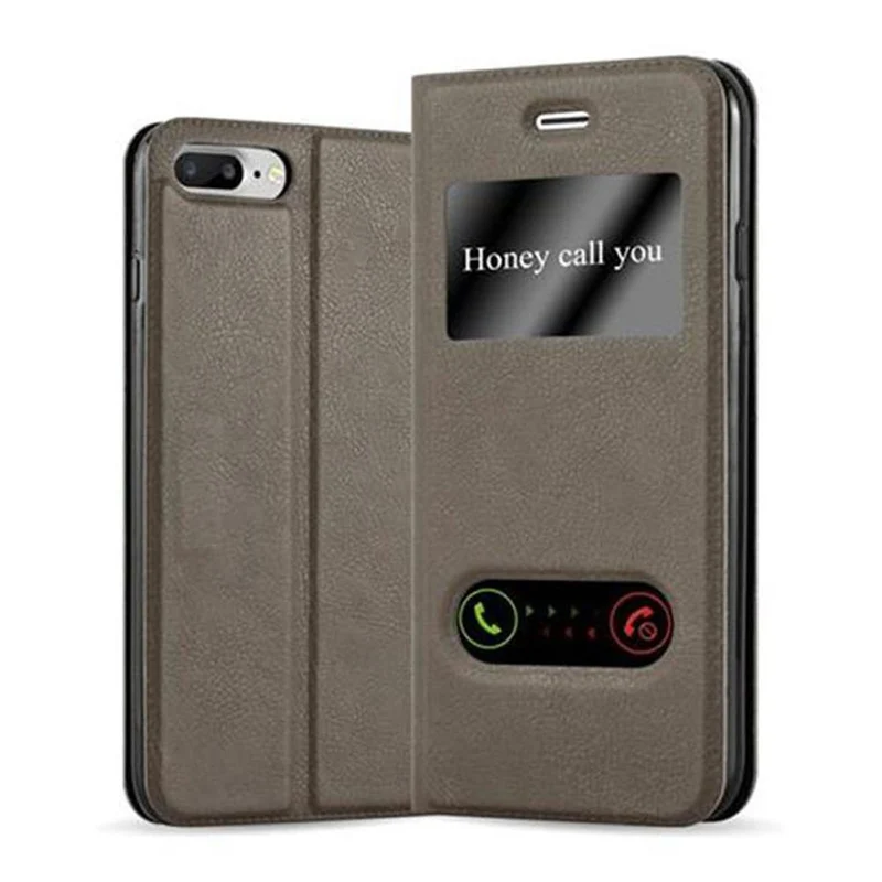 Cadorabo Hülle kompatibel mit Apple iPhone 7 PLUS / 7S PLUS / 8 PLUS Schutzhülle mit Magnetverschluss, Standfunktion und 2 Sichtfenstern