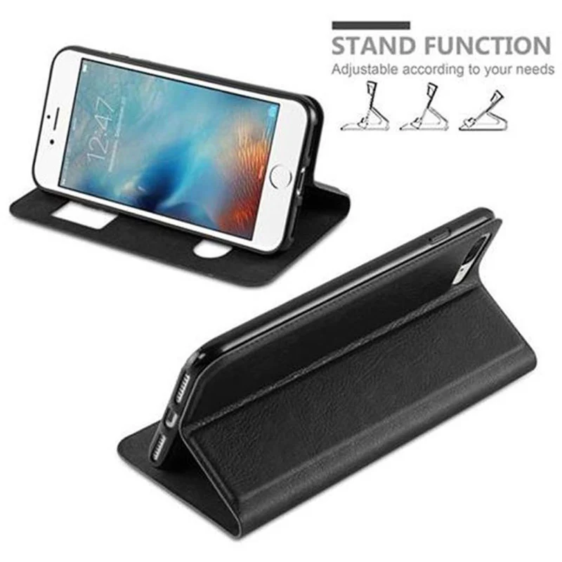 Cadorabo Hülle kompatibel mit Apple iPhone 7 PLUS / 7S PLUS / 8 PLUS Schutzhülle mit Magnetverschluss, Standfunktion und 2 Sichtfenstern
