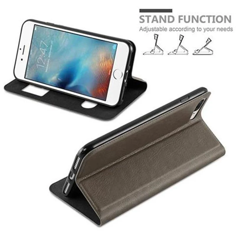 Cadorabo Hülle kompatibel mit Apple iPhone 7 PLUS / 7S PLUS / 8 PLUS Schutzhülle mit Magnetverschluss, Standfunktion und 2 Sichtfenstern