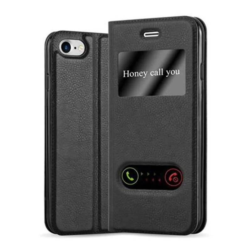 Cadorabo Hülle kompatibel mit Apple iPhone 7 / 7S / 8 / SE 2020 Schutzhülle mit Magnetverschluss, Standfunktion und 2 Sichtfenstern