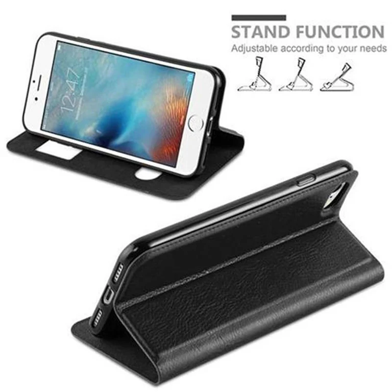 Cadorabo Hülle kompatibel mit Apple iPhone 7 / 7S / 8 / SE 2020 Schutzhülle mit Magnetverschluss, Standfunktion und 2 Sichtfenstern