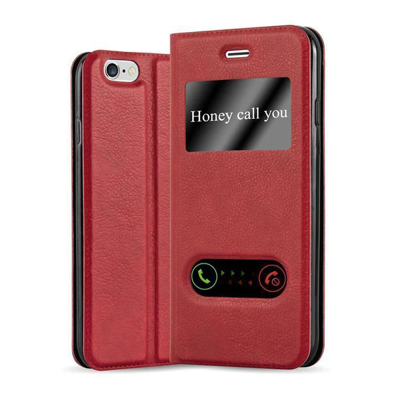Cadorabo Hülle kompatibel mit Apple iPhone 6 PLUS / 6S PLUS Schutzhülle mit Magnetverschluss, Standfunktion und 2 Sichtfenstern