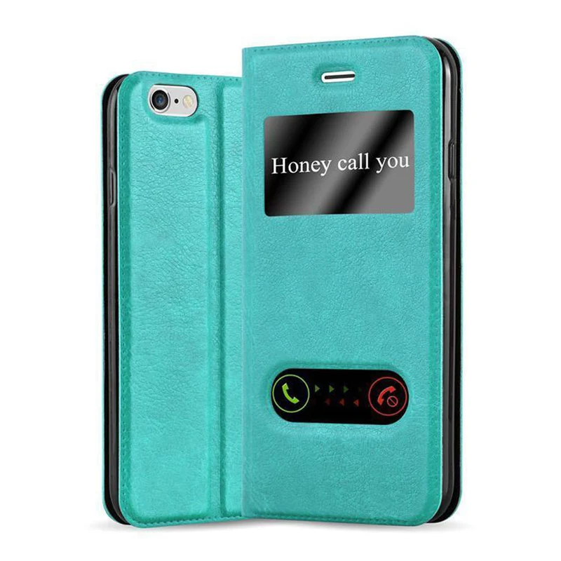 Cadorabo Hülle kompatibel mit Apple iPhone 6 PLUS / 6S PLUS Schutzhülle mit Magnetverschluss, Standfunktion und 2 Sichtfenstern