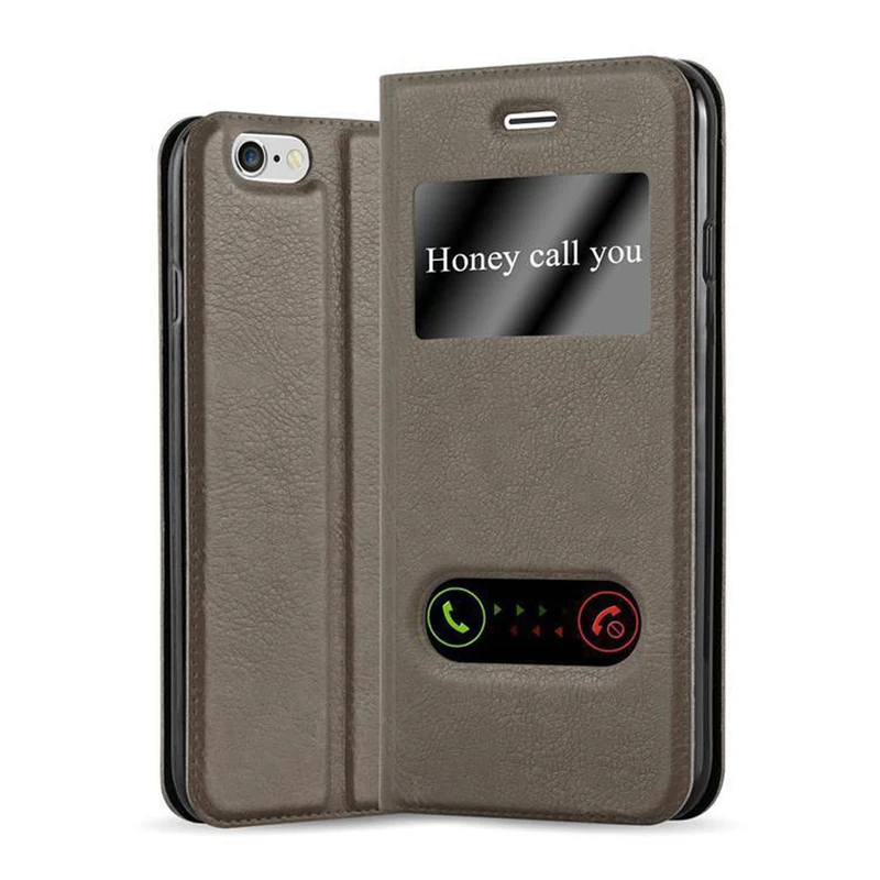 Cadorabo Hülle kompatibel mit Apple iPhone 6 PLUS / 6S PLUS Schutzhülle mit Magnetverschluss, Standfunktion und 2 Sichtfenstern