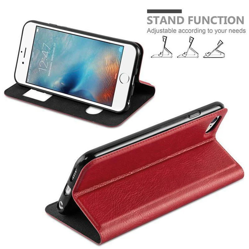 Cadorabo Hülle kompatibel mit Apple iPhone 6 PLUS / 6S PLUS Schutzhülle mit Magnetverschluss, Standfunktion und 2 Sichtfenstern