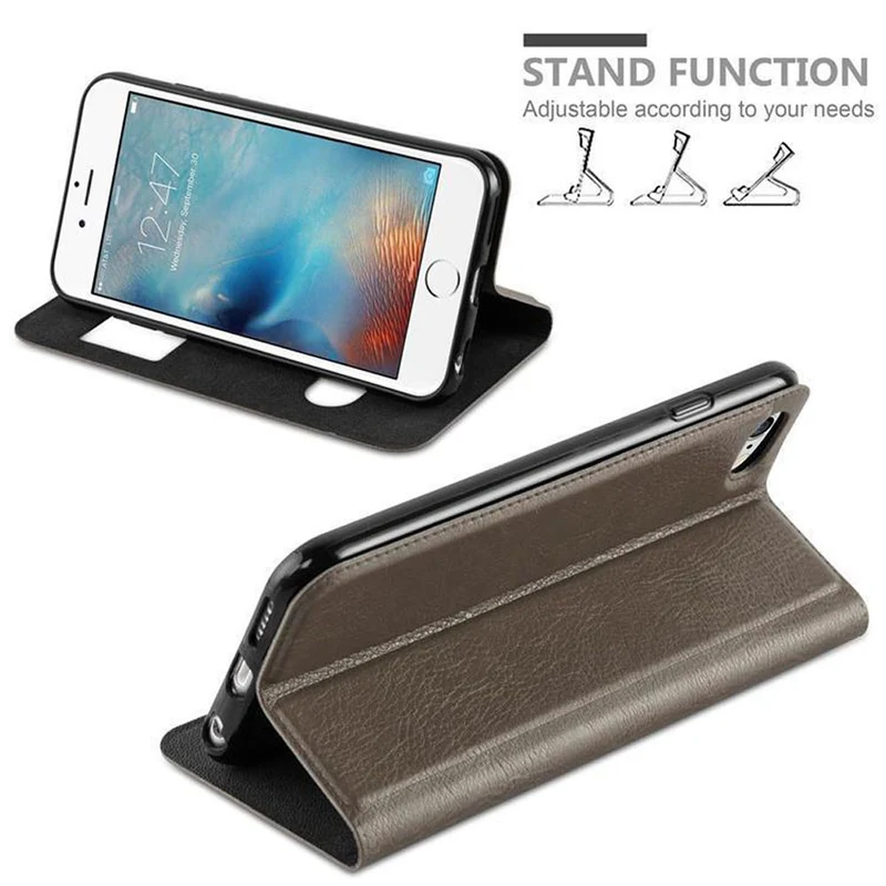 Cadorabo Hülle kompatibel mit Apple iPhone 6 PLUS / 6S PLUS Schutzhülle mit Magnetverschluss, Standfunktion und 2 Sichtfenstern