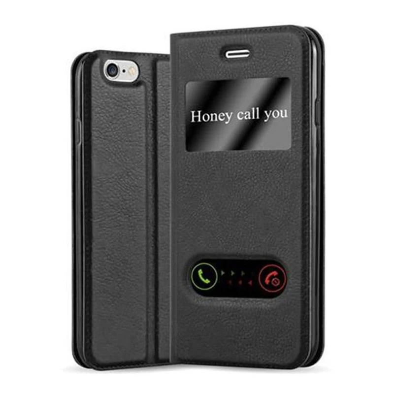 Cadorabo Hülle kompatibel mit Apple iPhone 6 / 6S Schutzhülle mit Magnetverschluss, Standfunktion und 2 Sichtfenstern