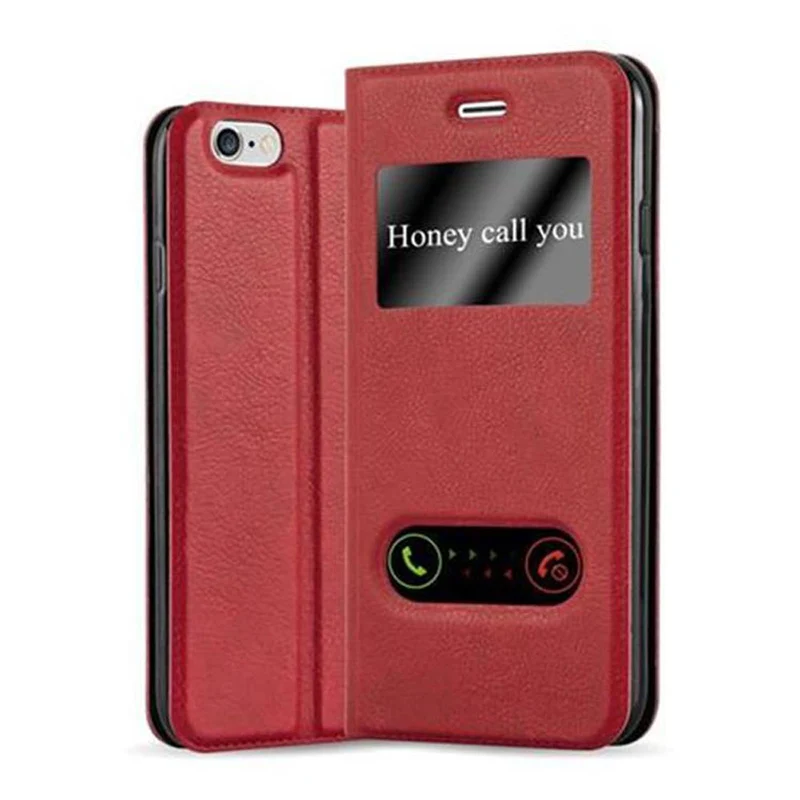 Cadorabo Hülle kompatibel mit Apple iPhone 6 / 6S Schutzhülle mit Magnetverschluss, Standfunktion und 2 Sichtfenstern