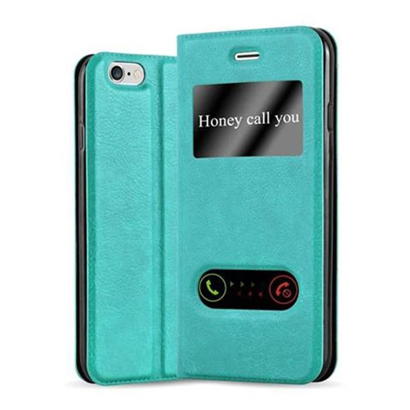Cadorabo Hülle kompatibel mit Apple iPhone 6 / 6S Schutzhülle mit Magnetverschluss, Standfunktion und 2 Sichtfenstern