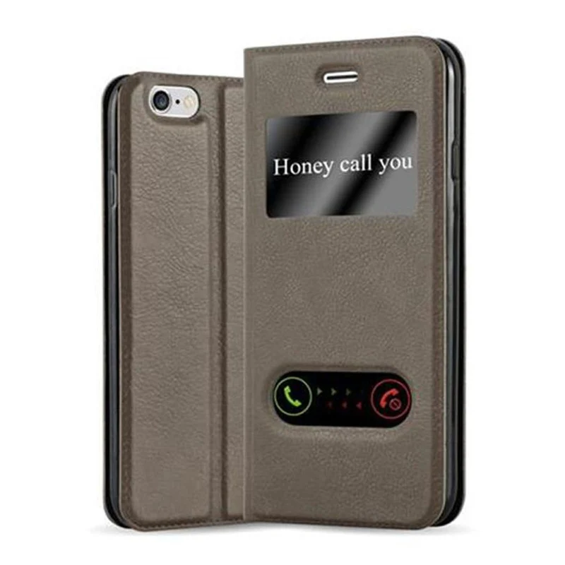 Cadorabo Hülle kompatibel mit Apple iPhone 6 / 6S Schutzhülle mit Magnetverschluss, Standfunktion und 2 Sichtfenstern