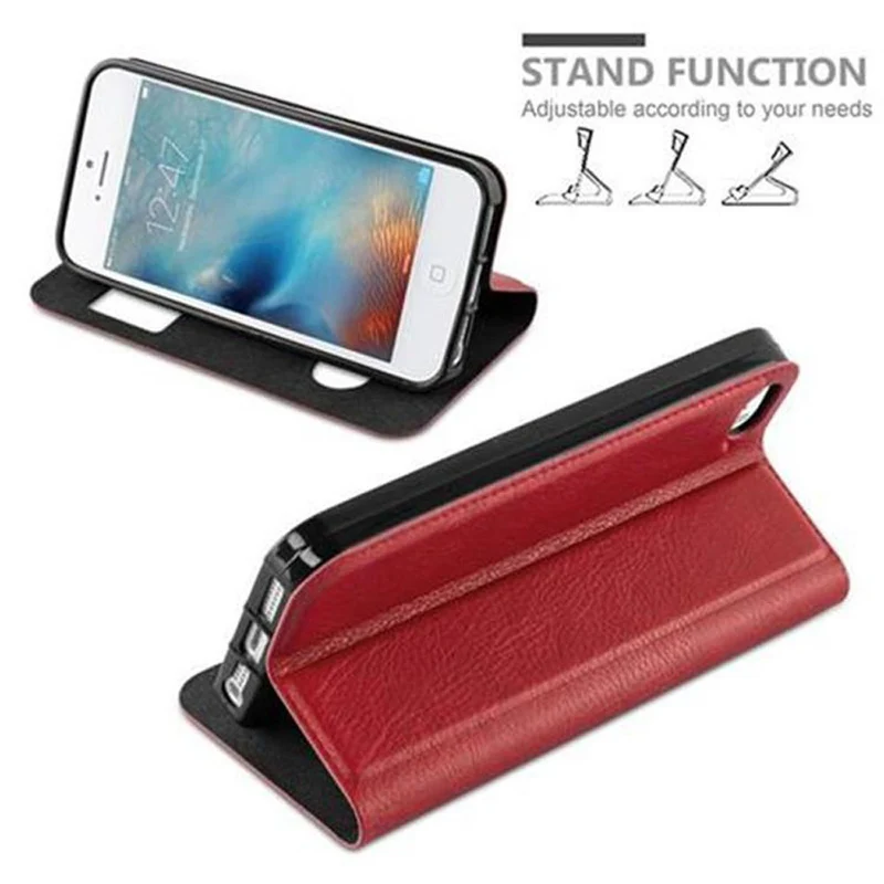 Cadorabo Hülle kompatibel mit Apple iPhone 5 / 5S / SE 2016 Schutzhülle mit Magnetverschluss, Standfunktion und 2 Sichtfenstern