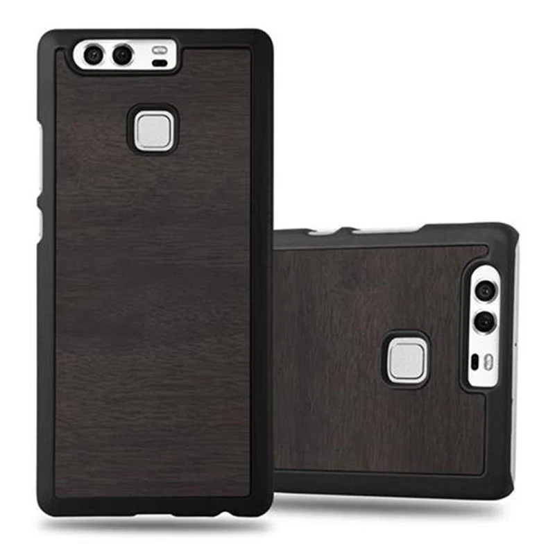 Cadorabo Hülle kompatibel mit Huawei P9 Hard Case Schutzhülle in Holz Optik gegen Kratzer und Stöße