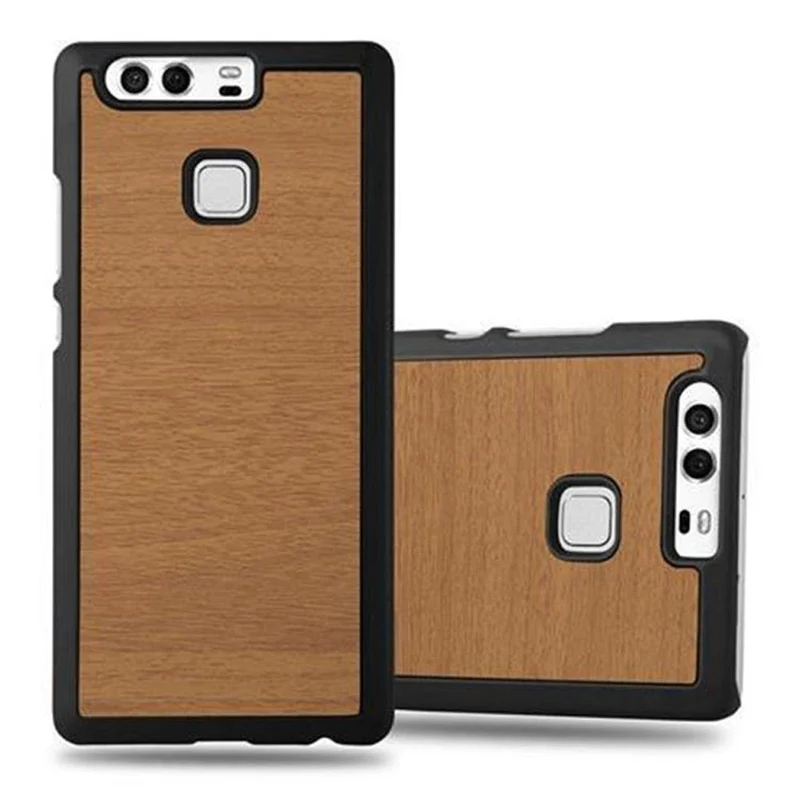 Cadorabo Hülle kompatibel mit Huawei P9 Hard Case Schutzhülle in Holz Optik gegen Kratzer und Stöße