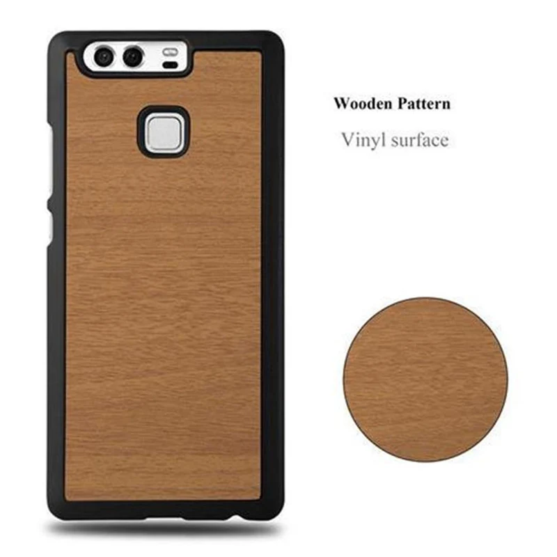 Cadorabo Hülle kompatibel mit Huawei P9 Hard Case Schutzhülle in Holz Optik gegen Kratzer und Stöße